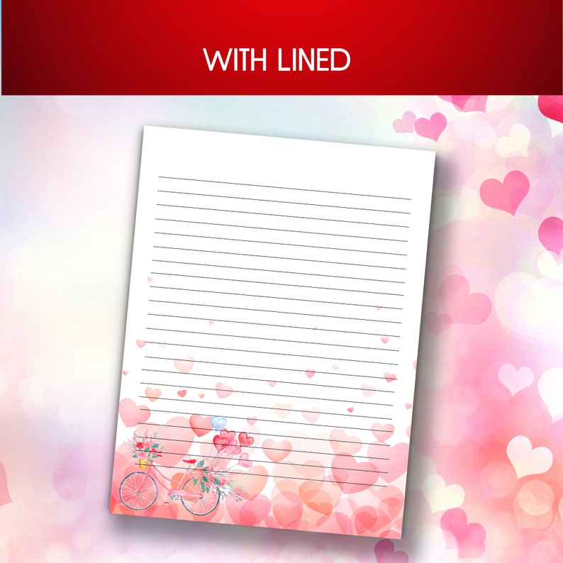 Printable Valentines Stationery Set Heart Stationery Love Stationery
