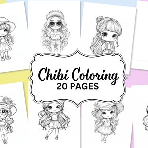 Kawaii Coloring Pages 20 Pages Cute Coloring Pages For Kids and Adults Printable Anime Adorable Chibi Little Girls Instant Download  8.5x11