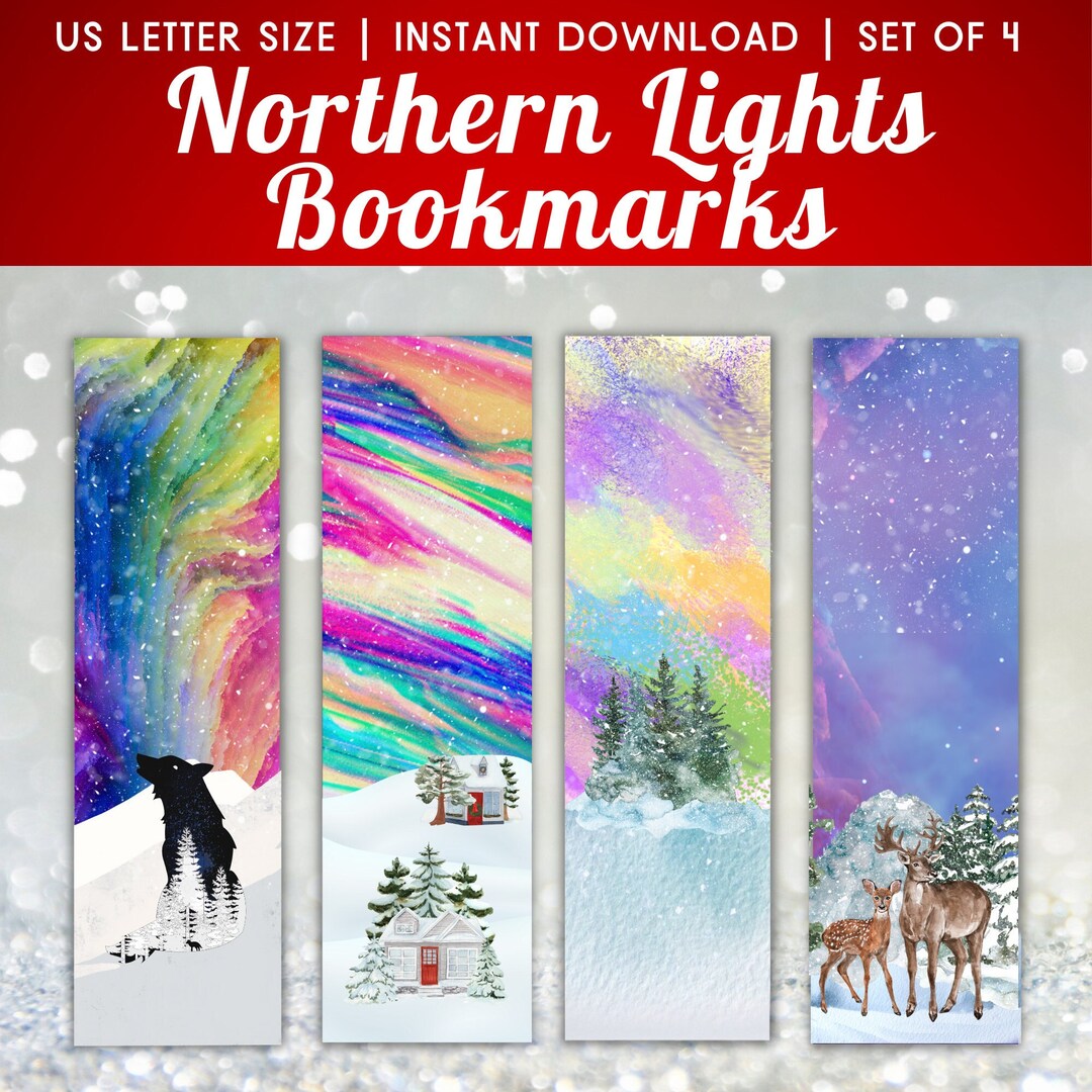 Printable Bookmarks Northern Lights Aurora Borealis Sky Winter ...