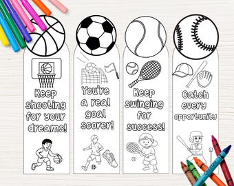 Sports Coloring Bookmarks For Kids, Coloring Pages Printable, Classroom Preschool Activity Bookmarks, Kids Crafts Ideas Elementary