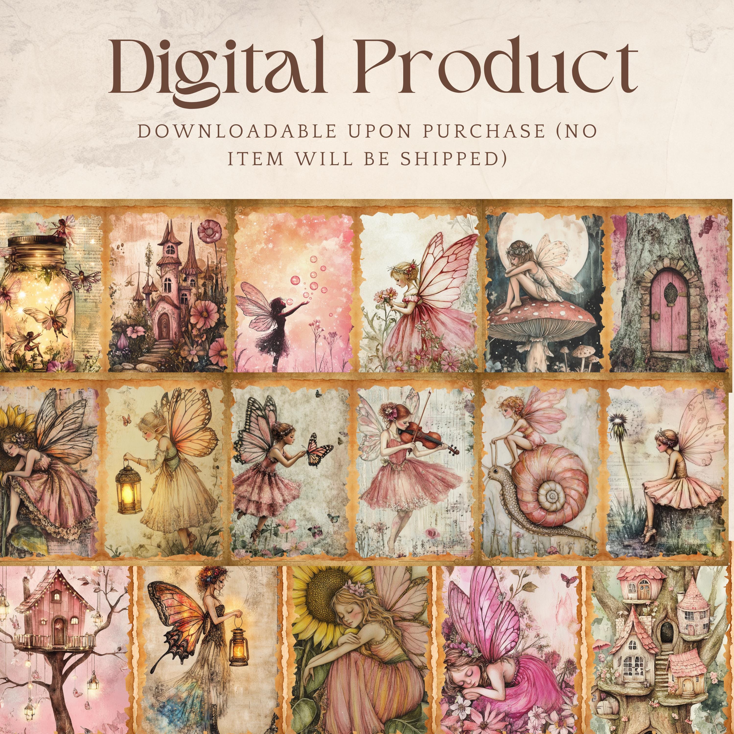 Fairy Junk Journal Ephemera Kit Folio Pages Envelopes Stickers Full ...