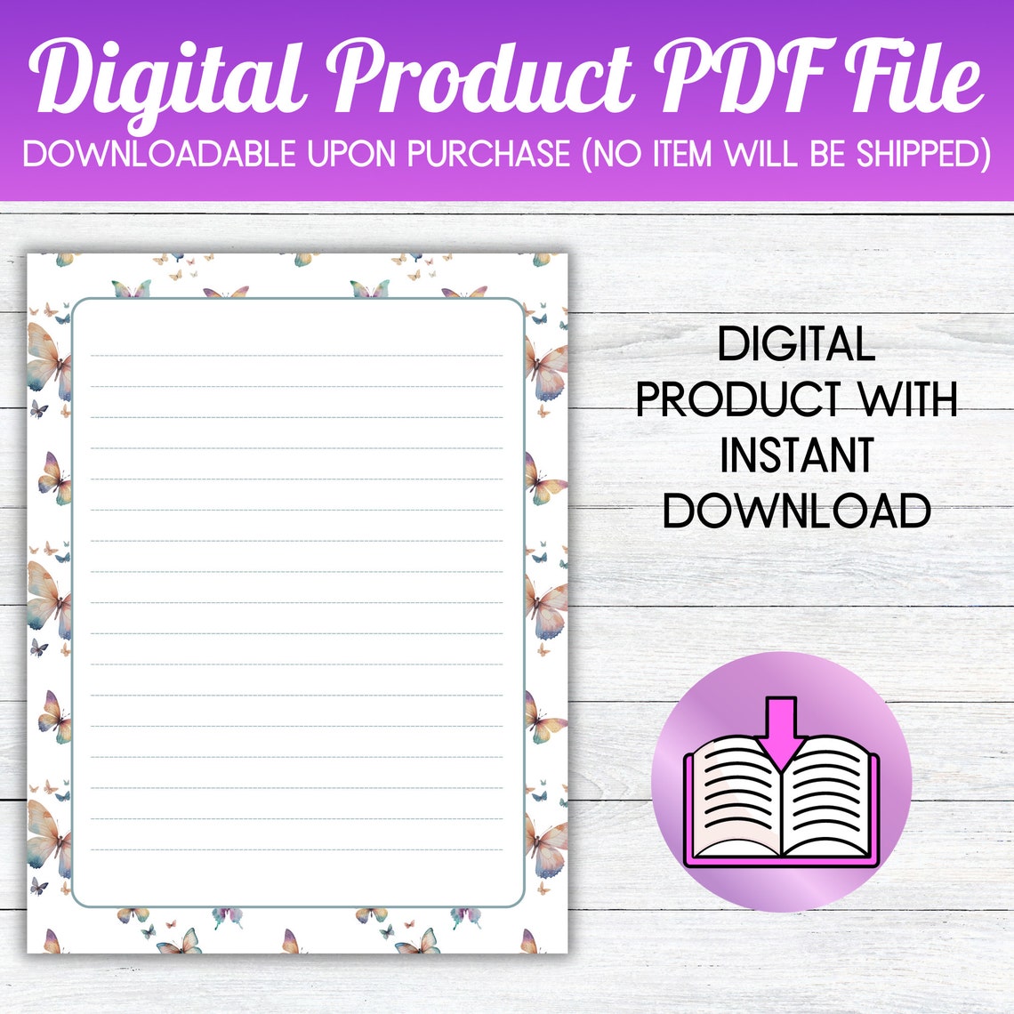 Butterfly Stationary Printable Butterfly Stationery Cute - Etsy