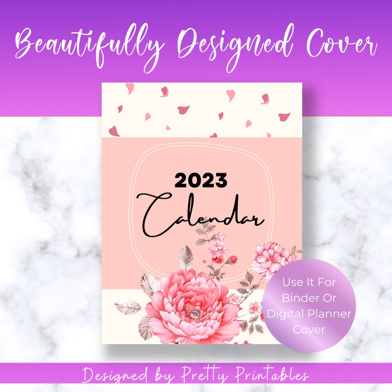 2023 Calendar Printable Flower Calendar Wall Calendar Desk - Etsy
