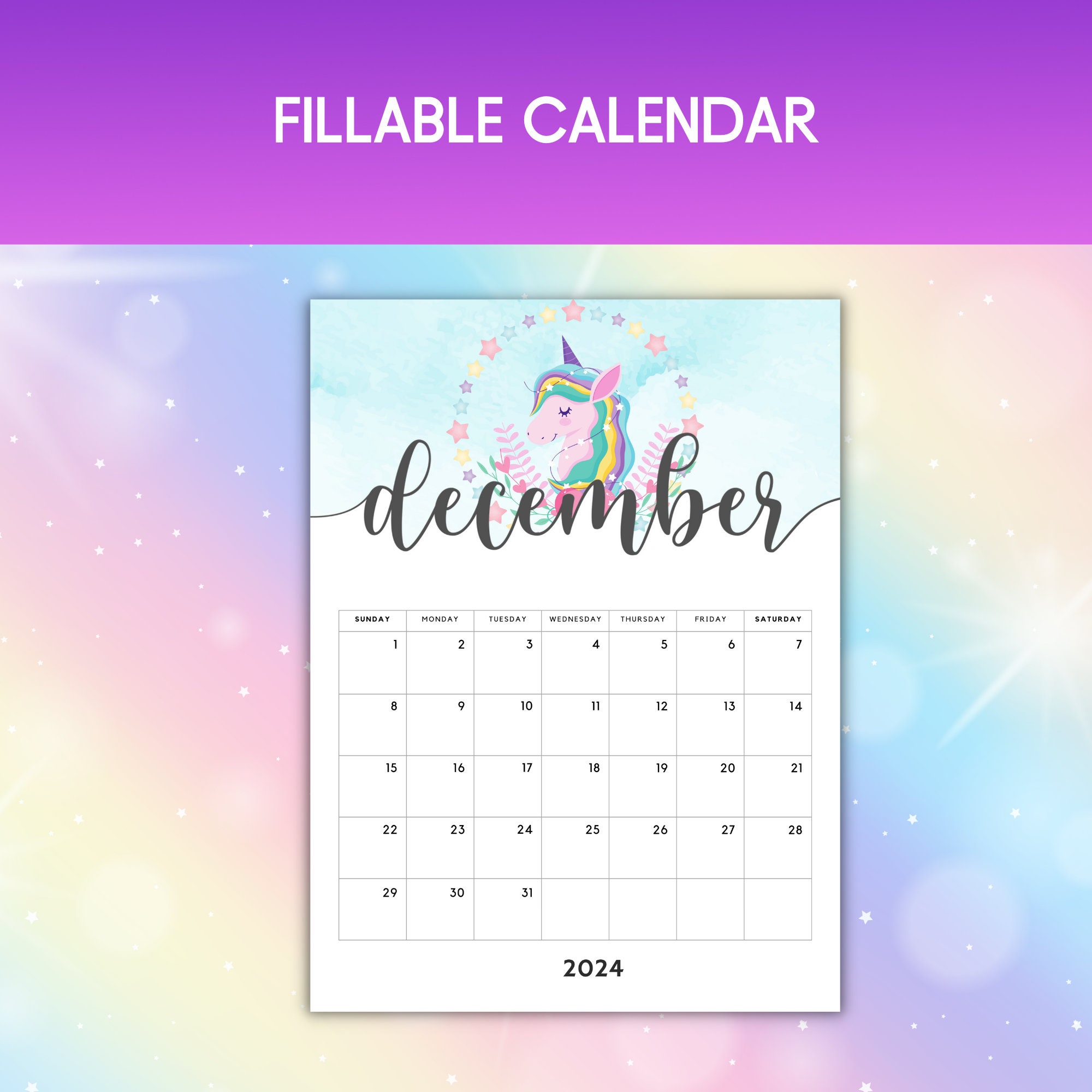 2024 Unicorn Calendar Printable Unicorn Clipart 2024 Calendar PDF 2024 2024 Unicorn Calendar Printable Unicorn Clipart 2024 Calendar PDF 2024