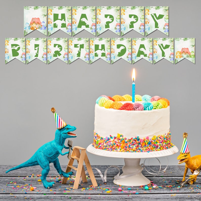 Dinosaur Happy Birthday Banner Printable Dinosaur Birthday - Etsy