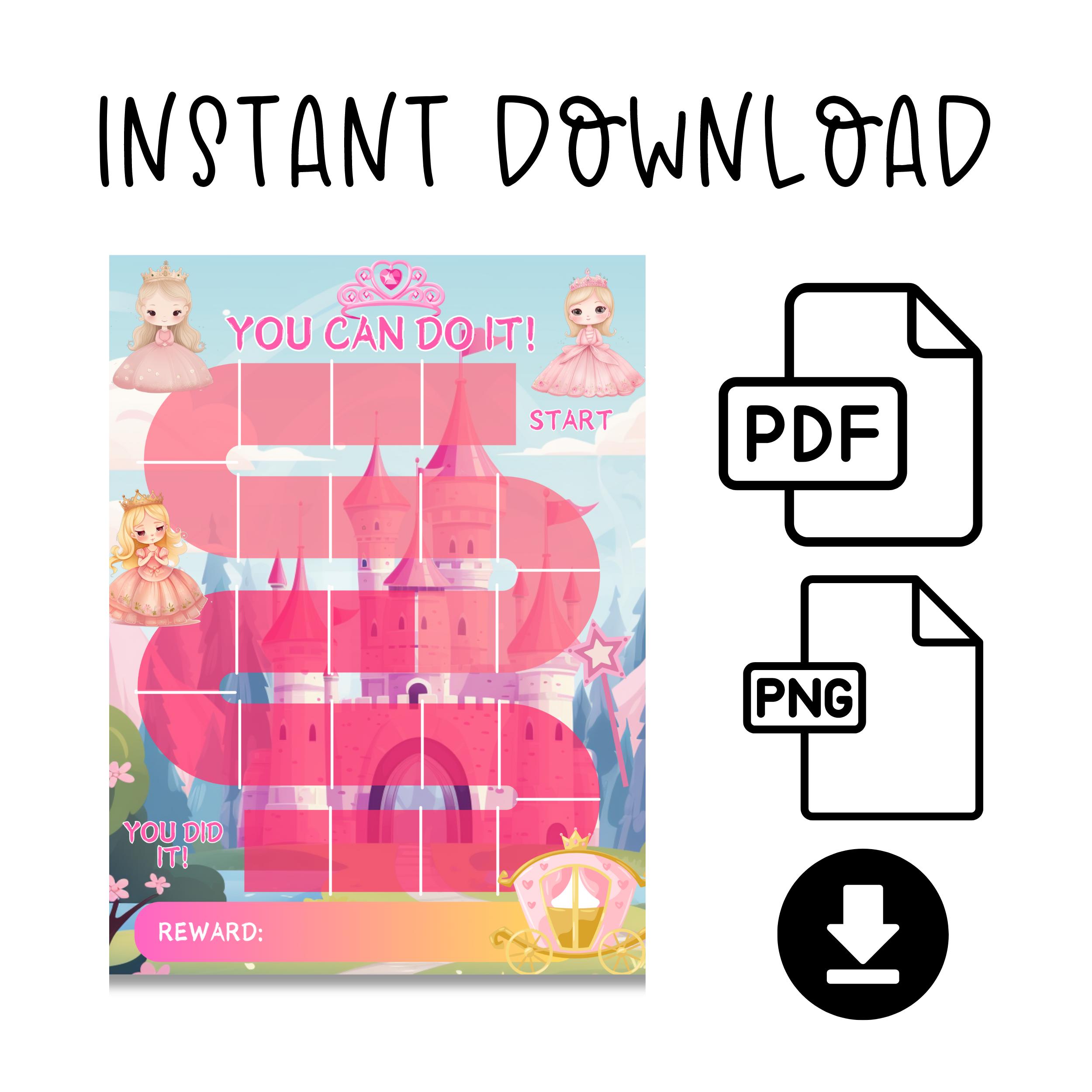 Princess Pink Reward Chart for Kids Printable Princess Behavior Chart ...