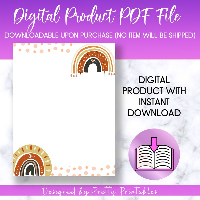 Printable Stationery Paper, Boho Paper, Boho Stationery, Letter Writing ...