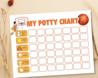 Basketball Töpfchen Tabelle für Jungen Toilettentraining Tabelle Kindertöpfe Tabelle Druckbare Belohnungstabelle Kinder Belohnungstabelle Toilettentraining Kinder Download