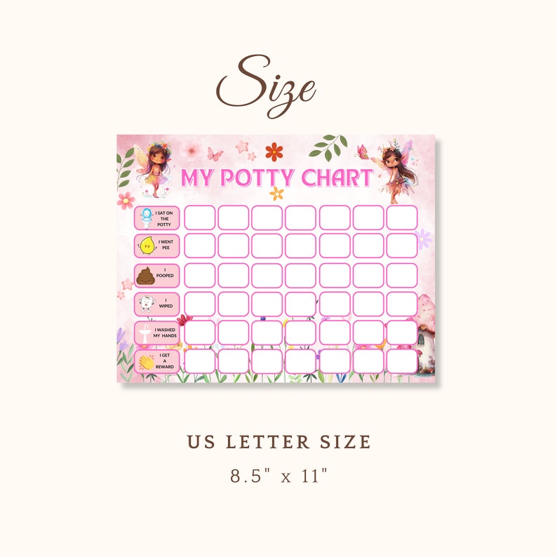 Fairy Potty Chart for Girl Toilet Training Chart Kids Potty Chart ...