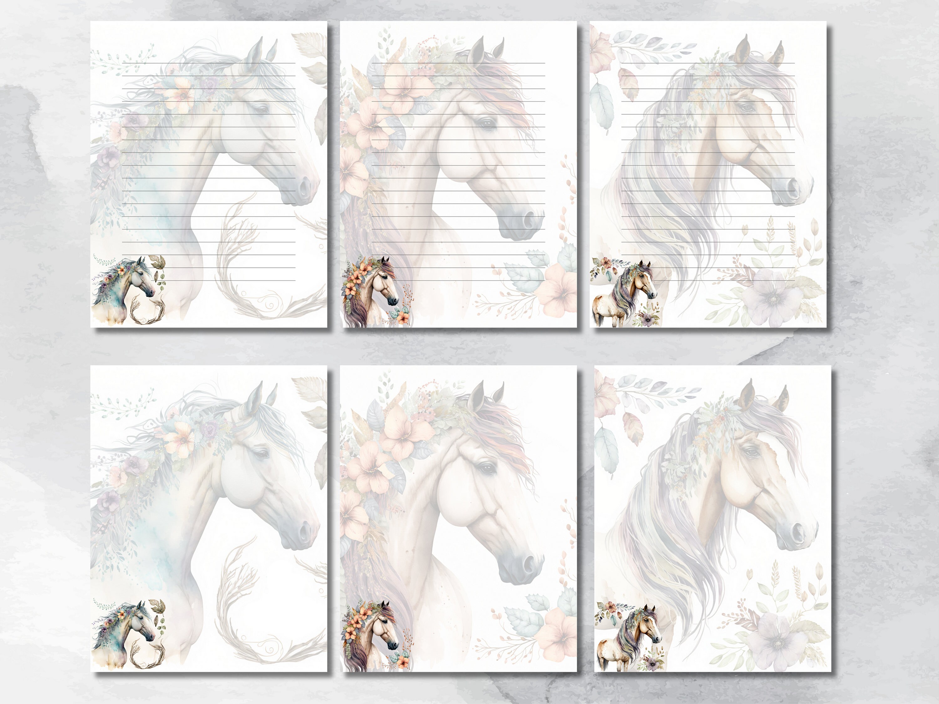 Printable Horse Stationary 12 Bundle Dog Animal Stationery Pony ...