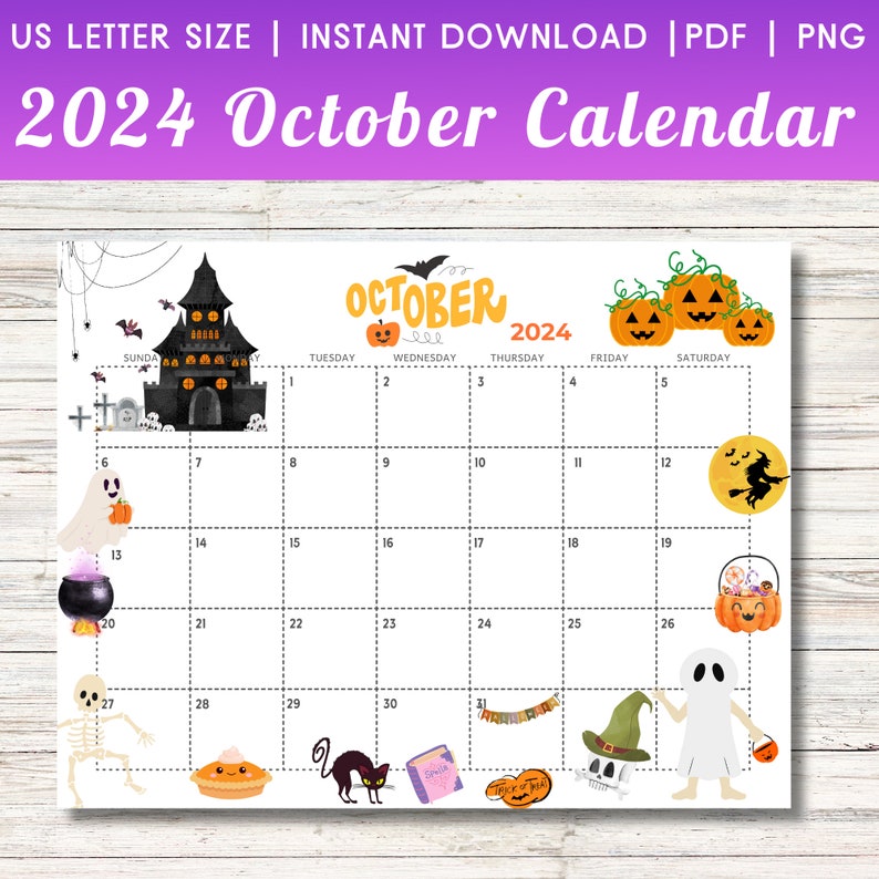 October 2024 Calendar Printable Kids Calendar 2024 Calendar Classroom ...