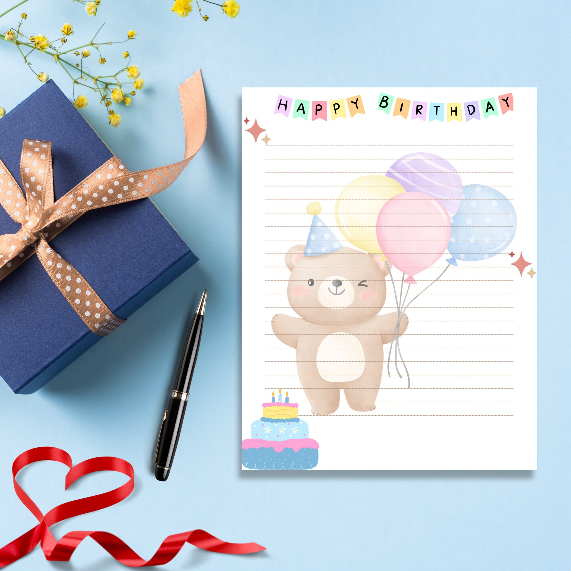 Happy Birthday Stationary Printable Birthday Stationery Birthday ...