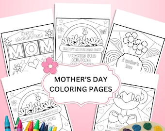Mother’s Day Coloring Pages Set 5 Mothers Day Class Activity Gift for Mom K-3 Teacher Craft Turn Quotes Coloring Pages into Cards for Mom