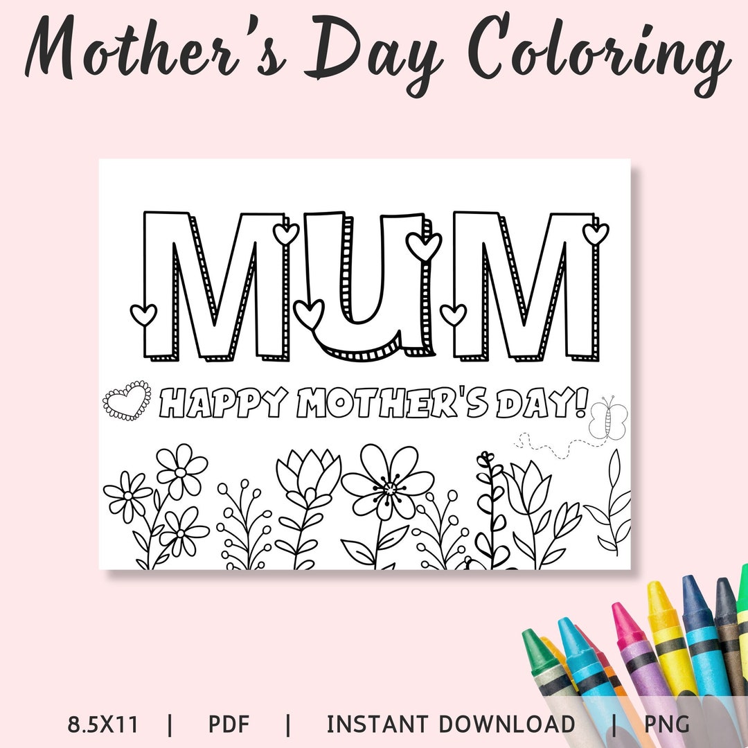 Mother’s Day Coloring Page UK Mum Mother’s Day Card Printable Wild ...