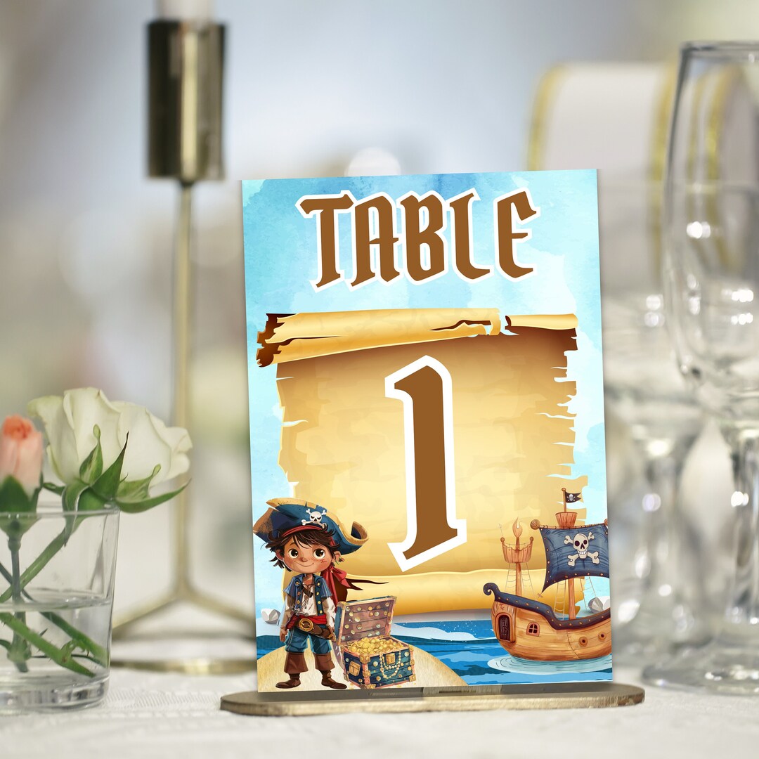 Pirate Party Table Number Cards Seating Chart Cards Editable Pirate