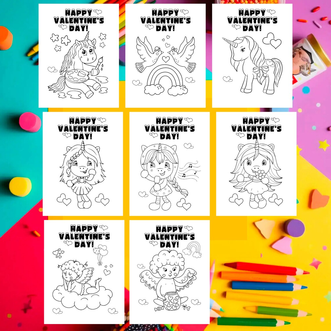 Valentine Coloring Pages for Kids Toddlers Preschool Coloring Book ...