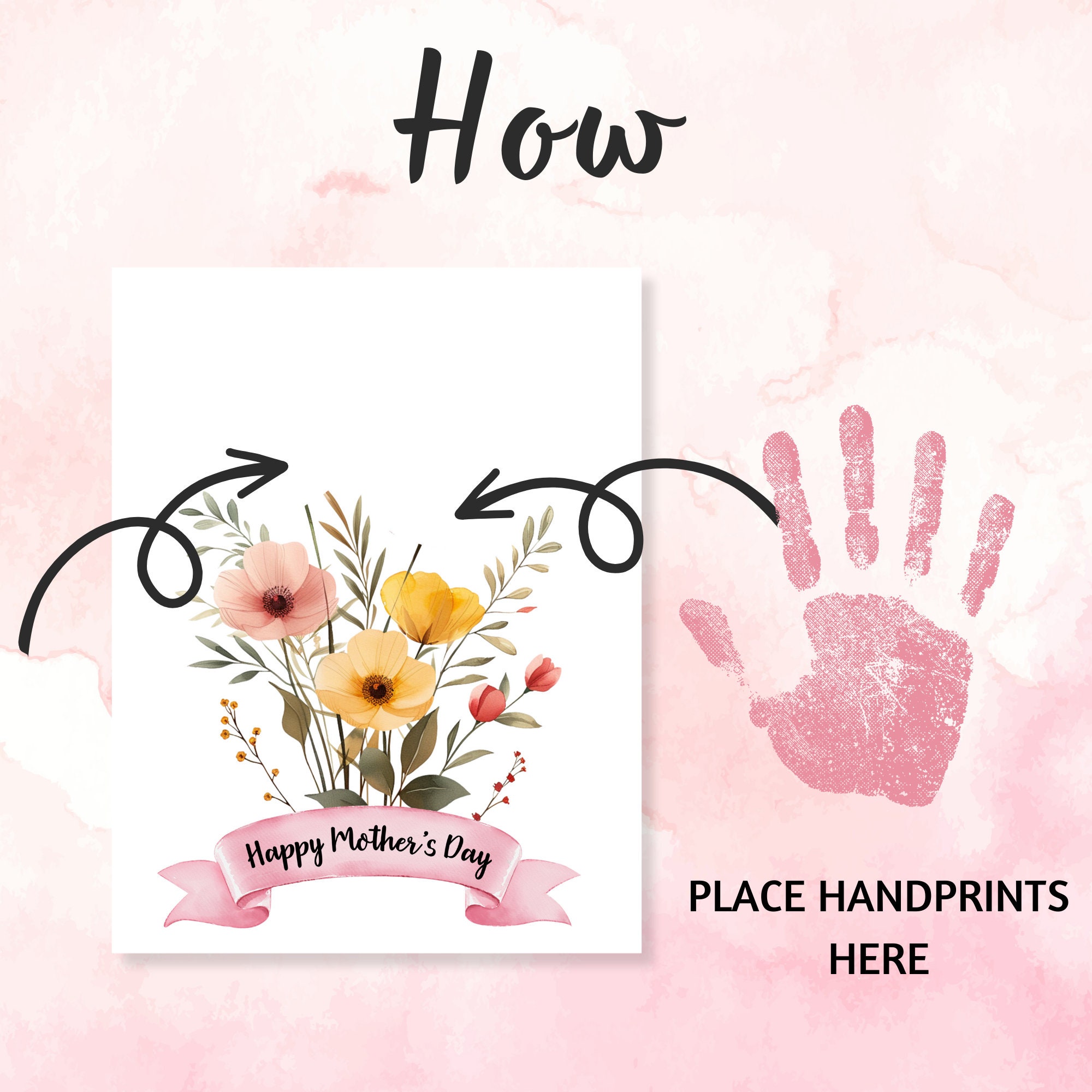 Mothers Day Handprint Craft Flower Bouquet Handprint Printable Gift ...