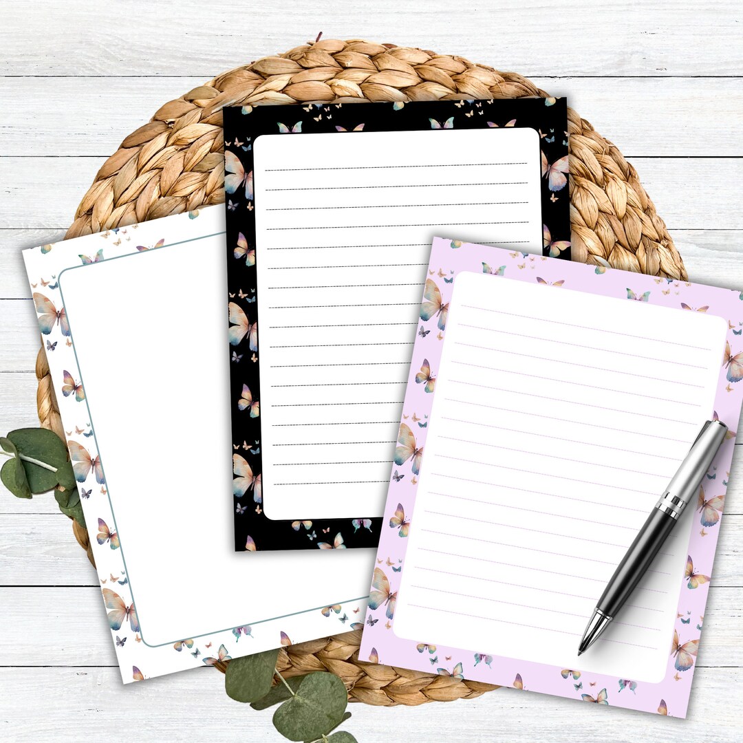 Butterfly Stationary Printable Butterfly Stationery Cute Stationery ...