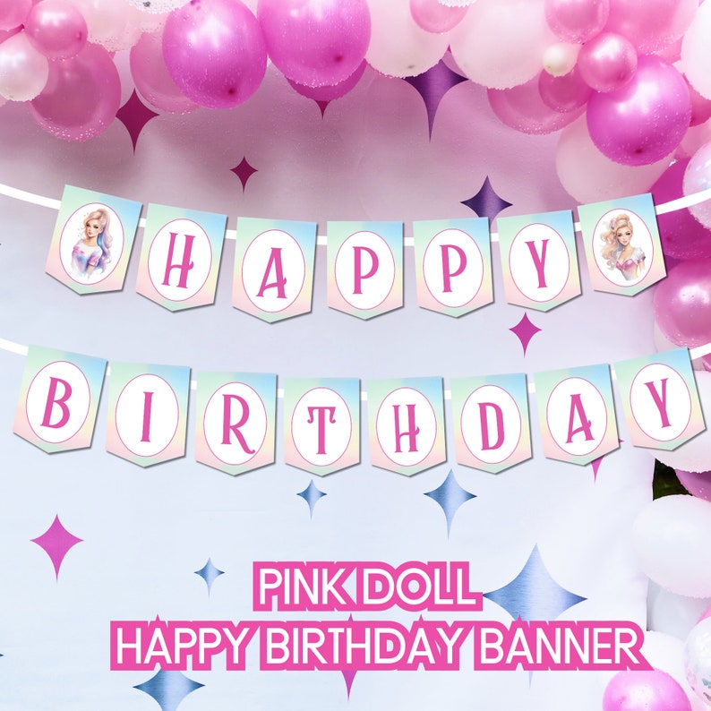 Barbie Happy Birthday Banner Printable Barbie Birthday Banner - Etsy ...