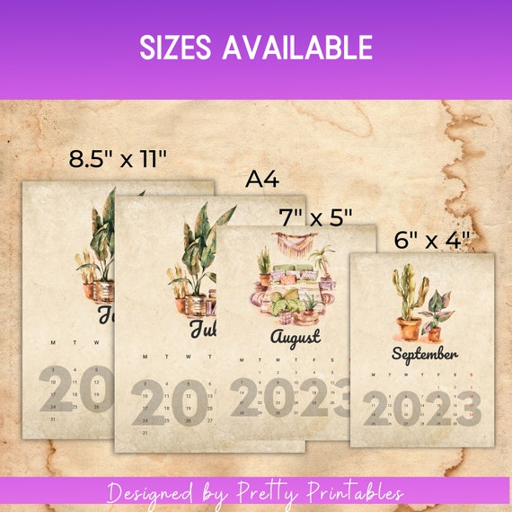 Calendar 2023 Printable Vintage Calendar Download Wall Desk - Etsy