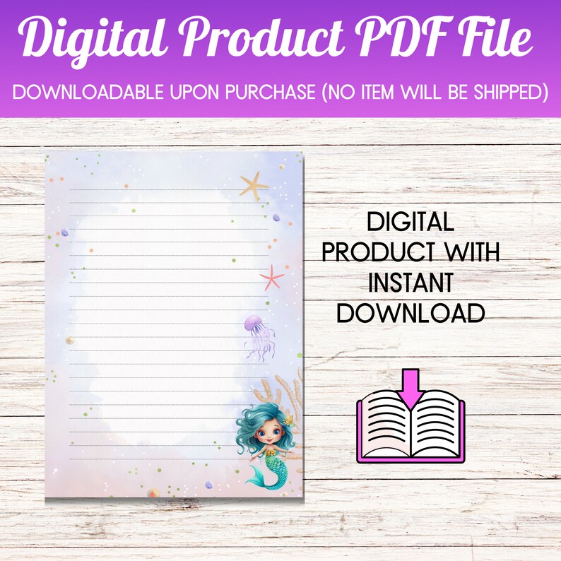 Mermaid Stationery Printable Birthday Stationary Mermaid Stationary ...