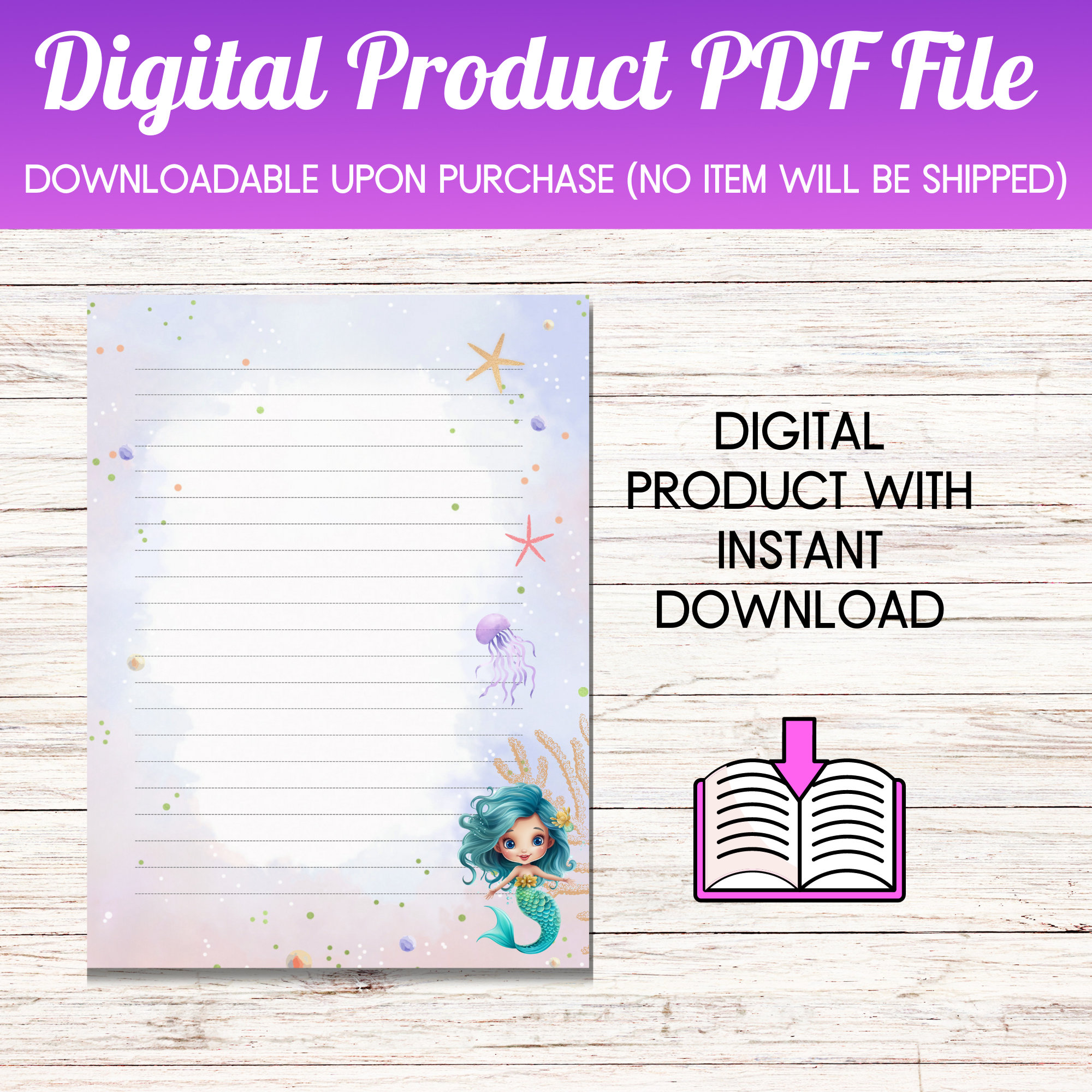Mermaid Stationery Printable Birthday Stationary Mermaid Stationary ...