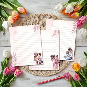 Conjunto de papelaria para o dia das mães 6 Papel de carta Papel de carta para o dia das mães Bloco de notas Carta de agradecimento Presente para o dia das mães de criança Menino Criança menina