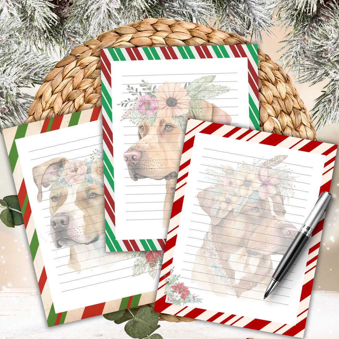 Printable Christmas Stationery Set Dog Stationary Animal - Etsy