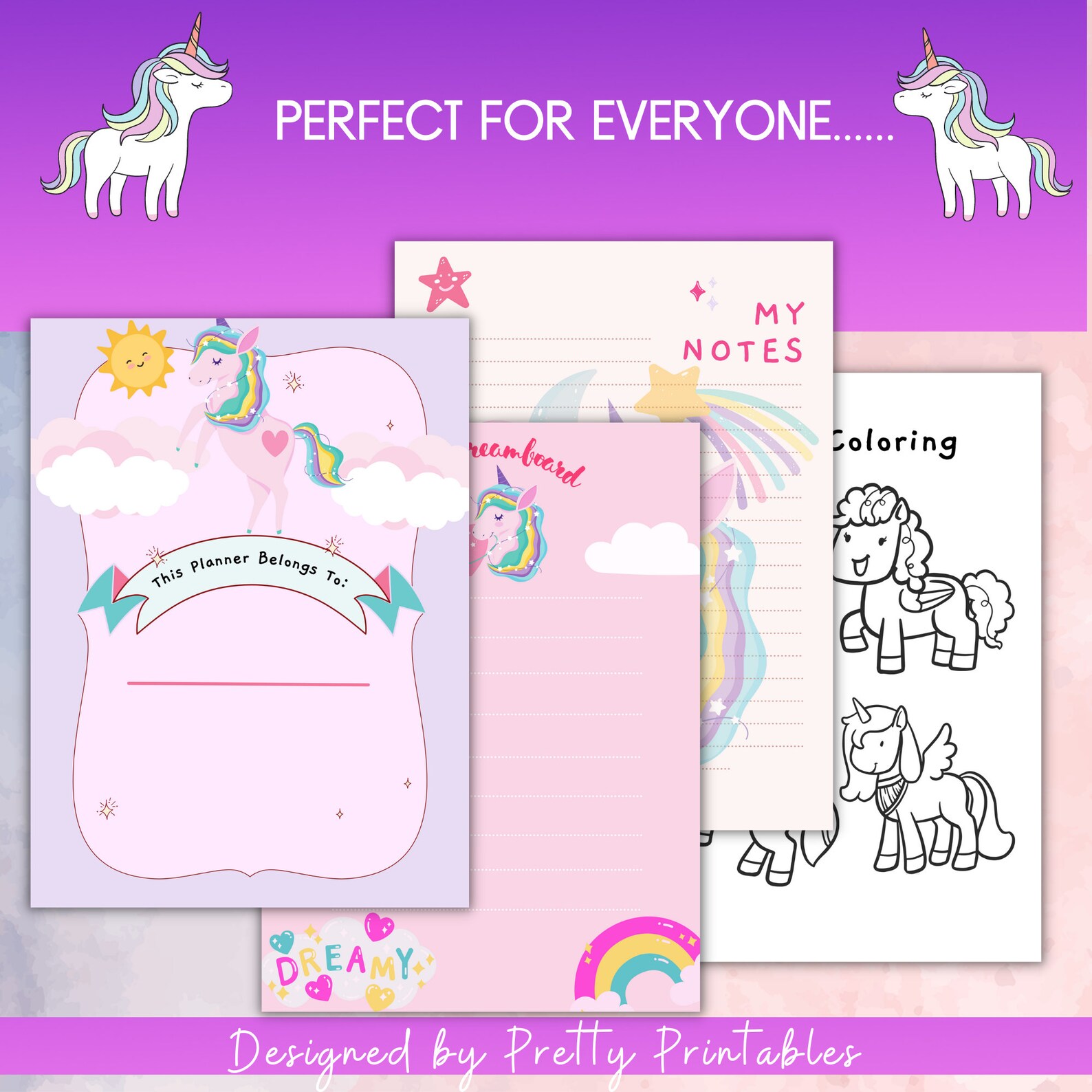 Weekly Planner Unicorn Planner Unicorn Clipart Undated Etsy