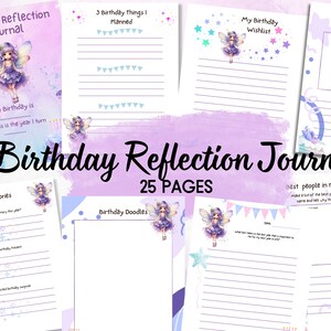 Fairy Birthday Party Printable Birthday Journal Fairies Theme Fairy Lover Writing Prompts Fairy Quotes Year of Reflection Journal Kids Teens
