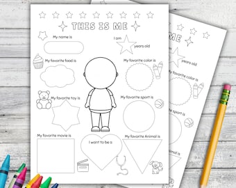 All About Me Preschool First Day of School Get To Know Me Back To School Printable Activity Writing Coloring Page School Activity Sheet