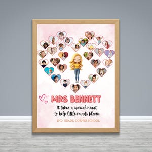 Presente personalizado de agradecimento ao professor, presente personalizado de fim de ano para o professor da turma, cartão de agradecimento com retrato personalizado do professor, fotos da turma