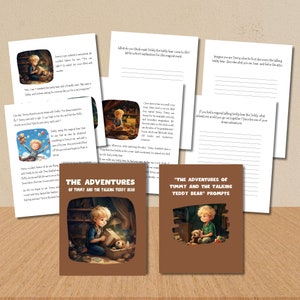 Printable Editable Story Book With Prompts for Kids Short Story &quot;The Adventures Of Timmy and The Talking Bear Children&#39;s Book