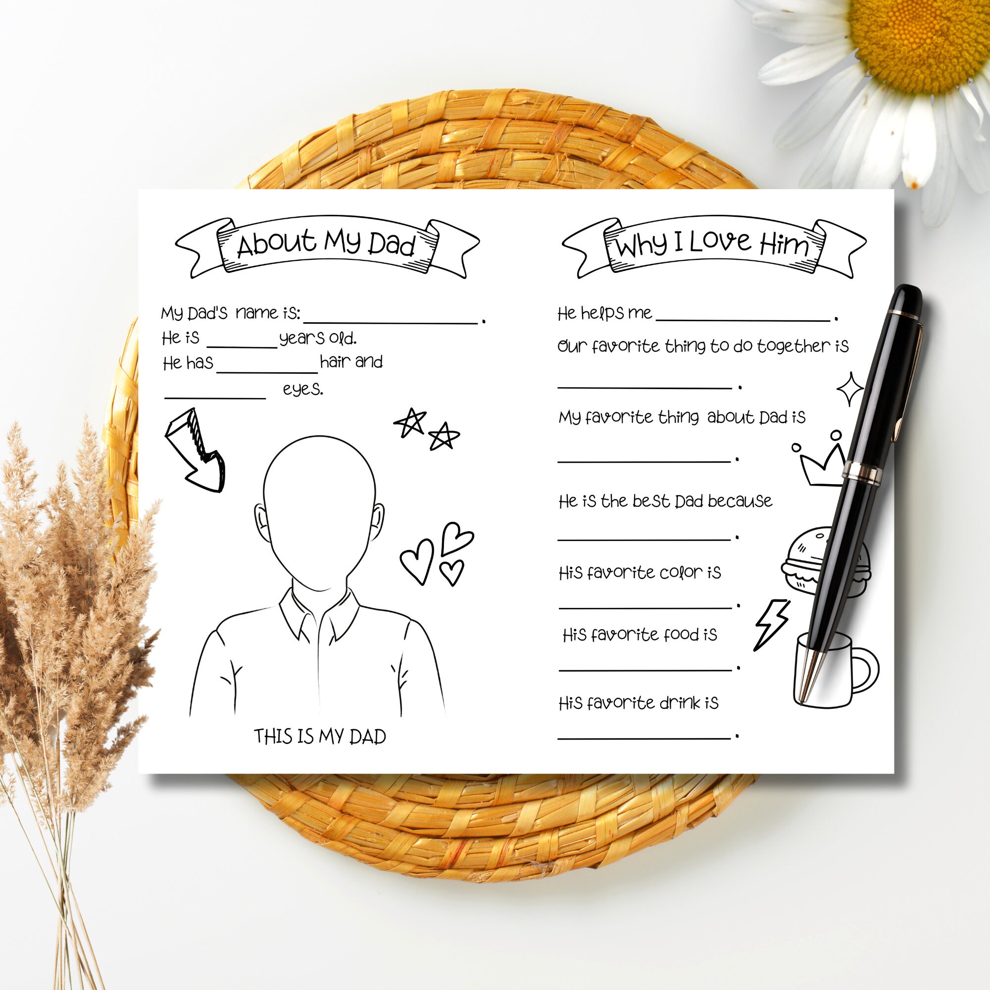 Father's Day Printable All About My Daddy Father's Day Gift ...