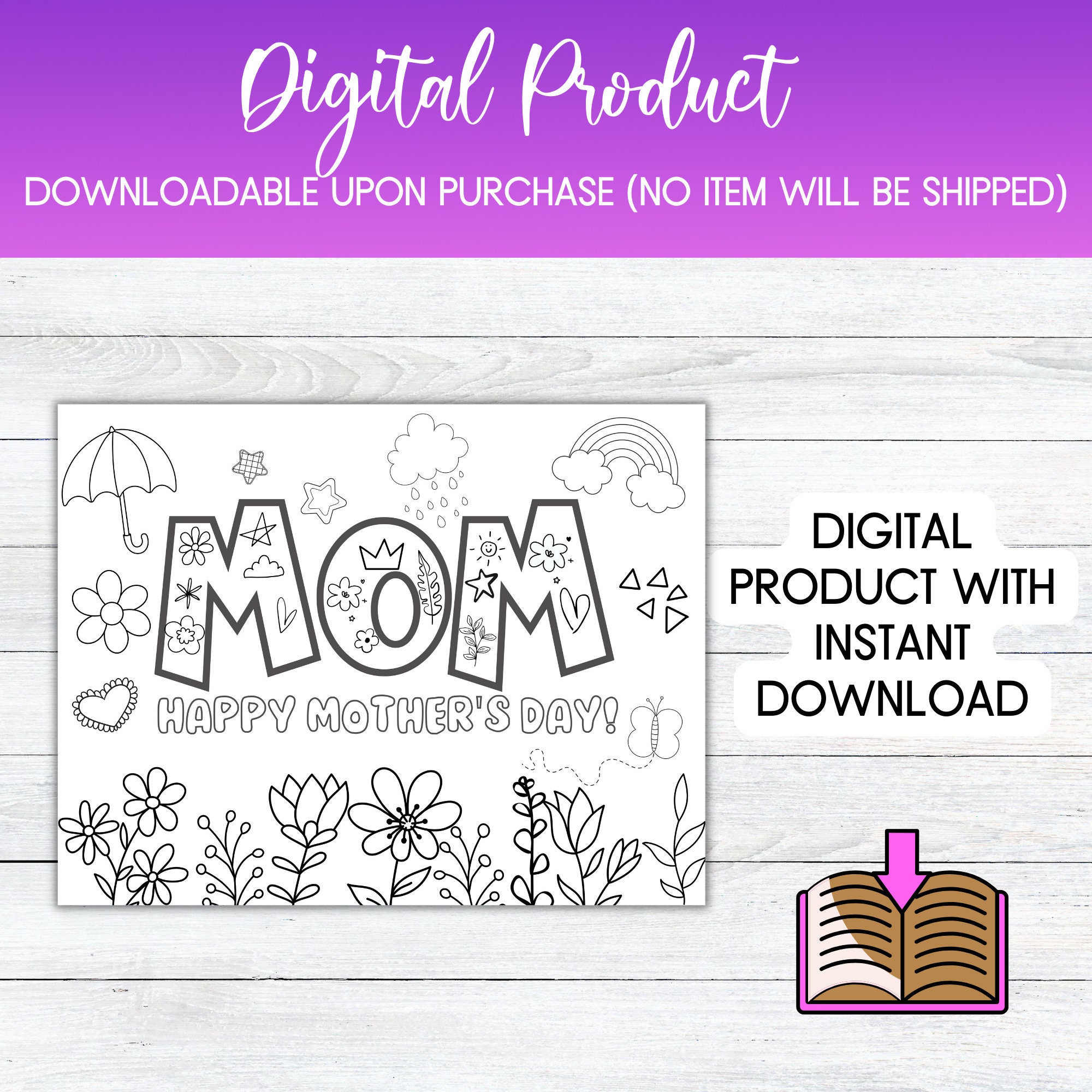 Mother’s Day Coloring Page Mother’s Day Card Printable Mother’s Day ...