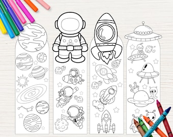 Solar System Coloring Bookmarks For Kids, Coloring Pages Printable, Classroom Preschool Activity Bookmarks, Kids Crafts Ideas Elementary