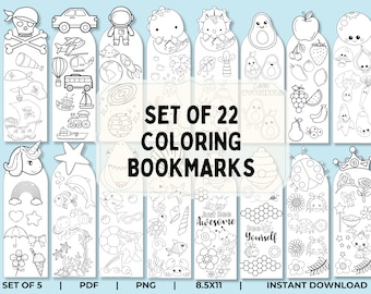 Pode incluir: Conjunto de 22 marcadores de livros para colorir imprimíveis em preto e branco com vários temas, incluindo espaço, animais, comida e natureza. Os marcadores de livros medem 8,5 polegadas por 11 polegadas e estão disponíveis para download instantâneo.