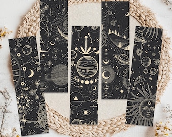 Celestial Bookmark Set of 5 Printable Bookmarks Moon Bookmark Witchy Bookmark Magical Bookmark Constellation Bookmark Unique Bookmarks