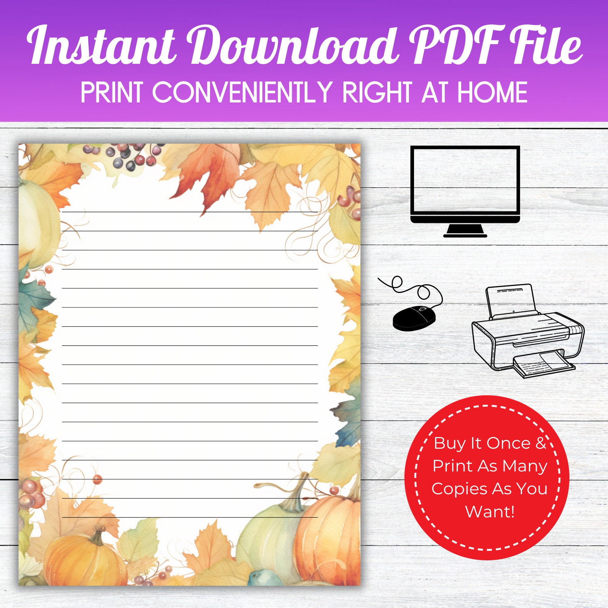 Fall Stationery Set Letter Writing Autumn Stationery Printable - Etsy