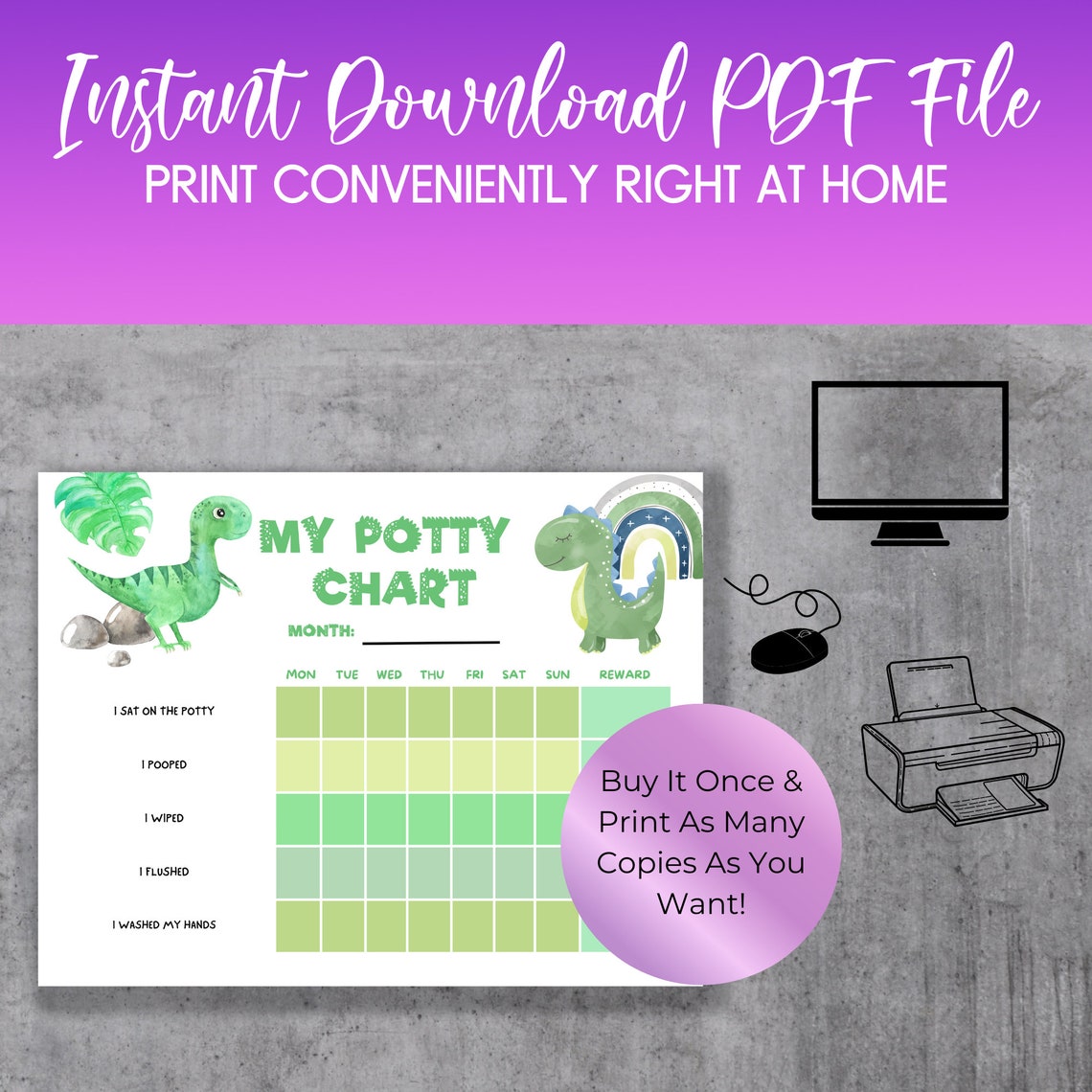 Potty Training Chart Printable, Potty Training Chart Boy, Reward Chart ...
