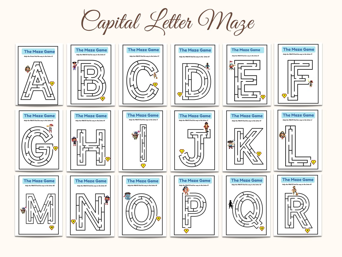 ABC Letter Learning Pirate Maze Game Preschool, Kindergartener ...