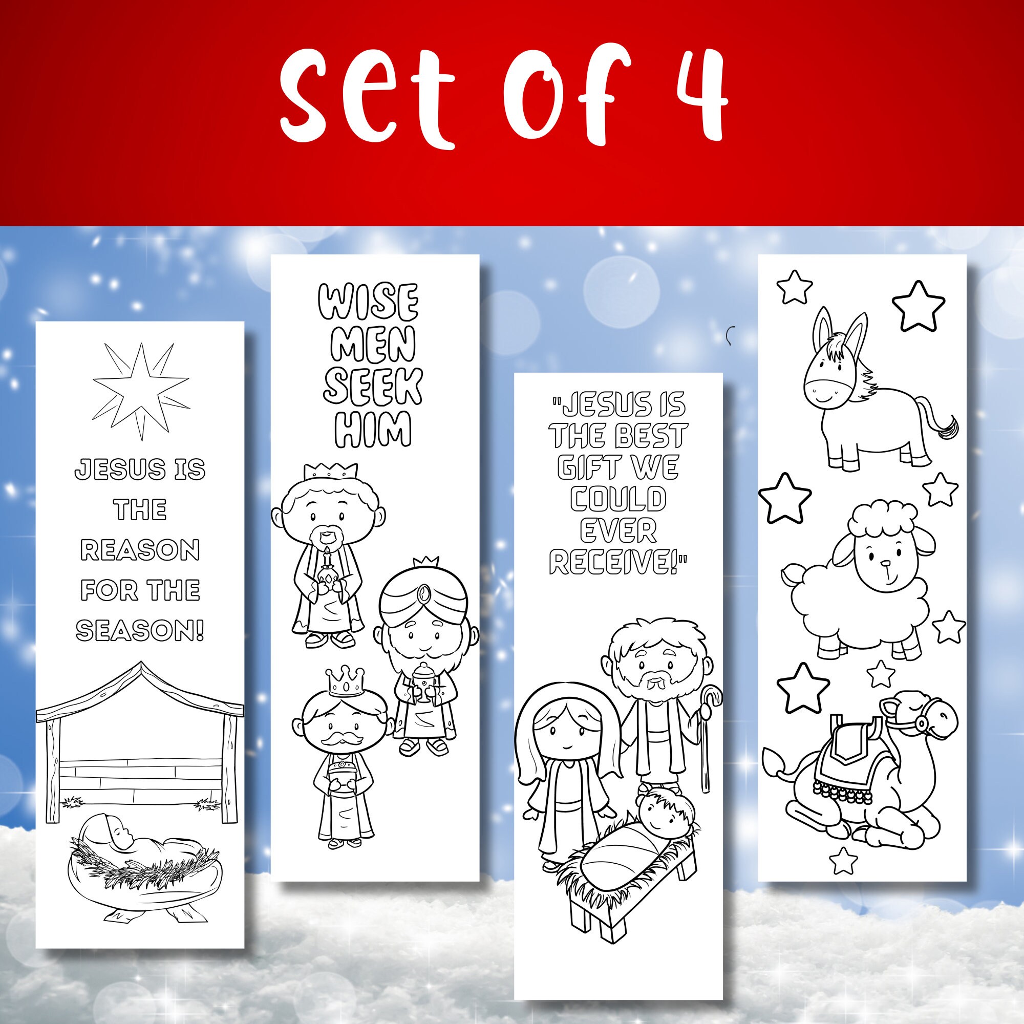 Christmas Nativity Coloring Bookmarks for Kids Coloring Pages Classroom ...