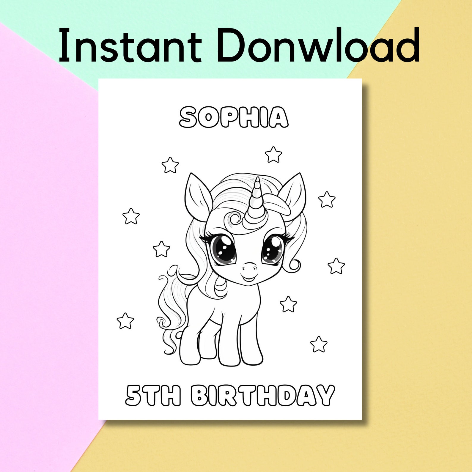 Editable Unicorn Birthday Coloring Pages Unicorn Personalized Birthday ...
