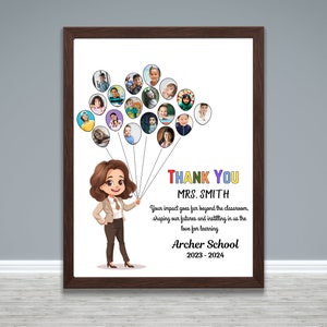 Regalos de agradecimiento para maestros, regalo de la clase para maestros, regalo personalizado de agradecimiento de fin de año escolar para estudiantes, fotos de dibujos animados para maestros