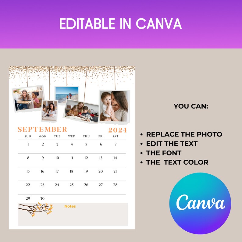 2024 Custom Photo Calendar 2024 Personalized Calendar Photo Template