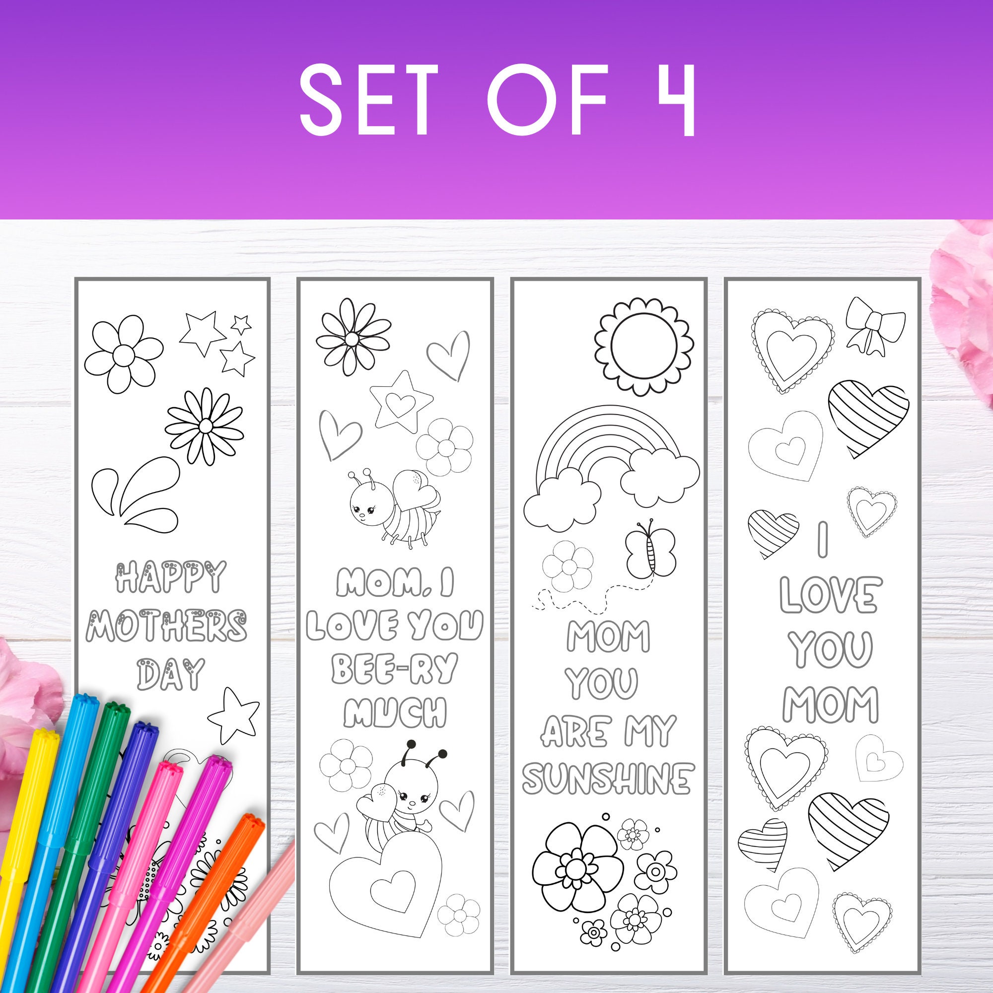 Printable Mothers Day Coloring Bookmarks Present From Kids Mothers Day