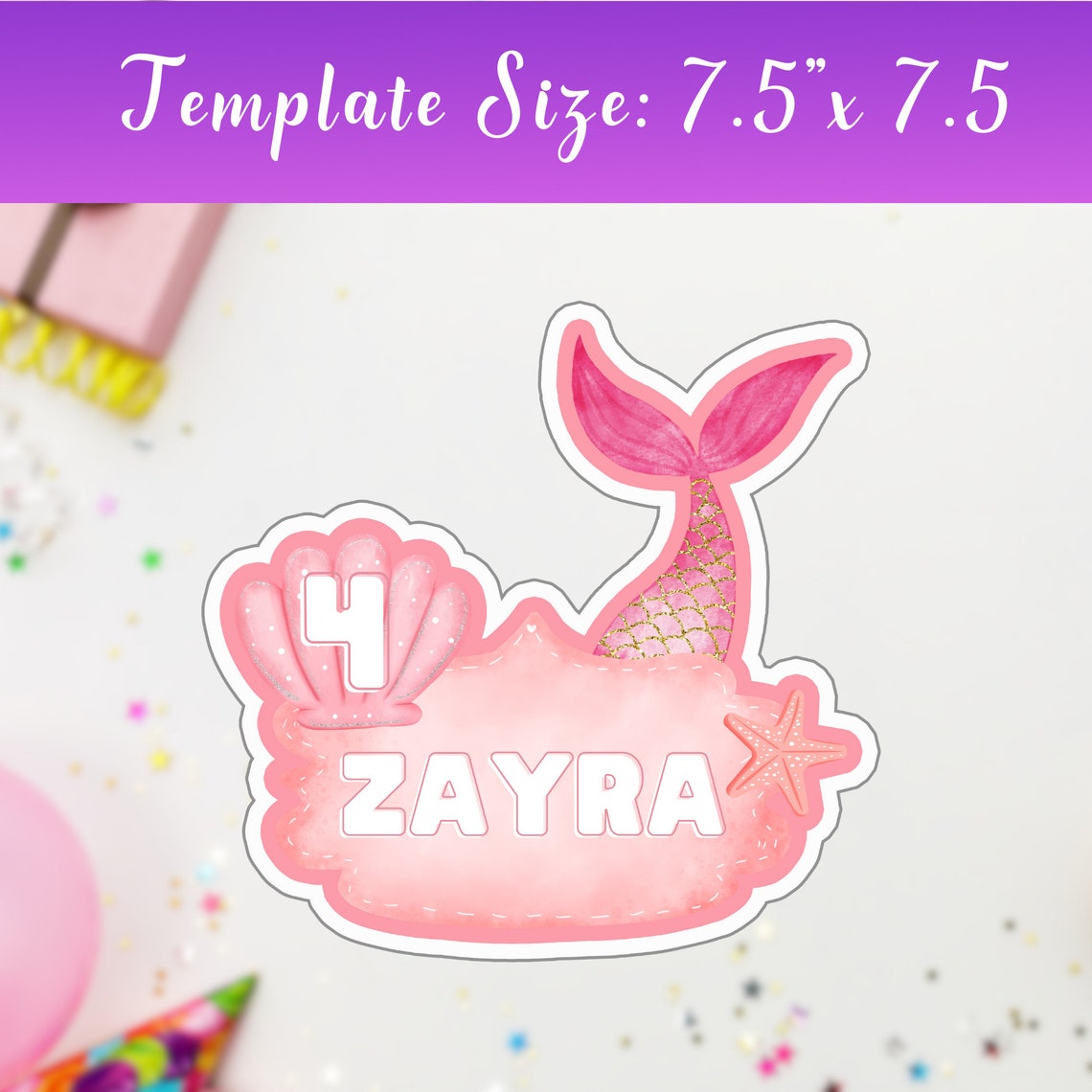 Editable Mermaid Cake Topper Printable, Mermaid Cake Topper With Name, Mermaid Tails, Mermaid ...