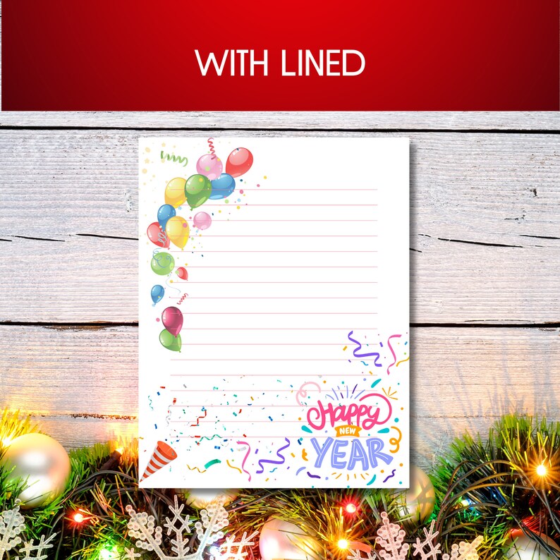 Printable Happy New Year Holiday Stationary Notepaper Letter Writing Stationary Letter Writing ...