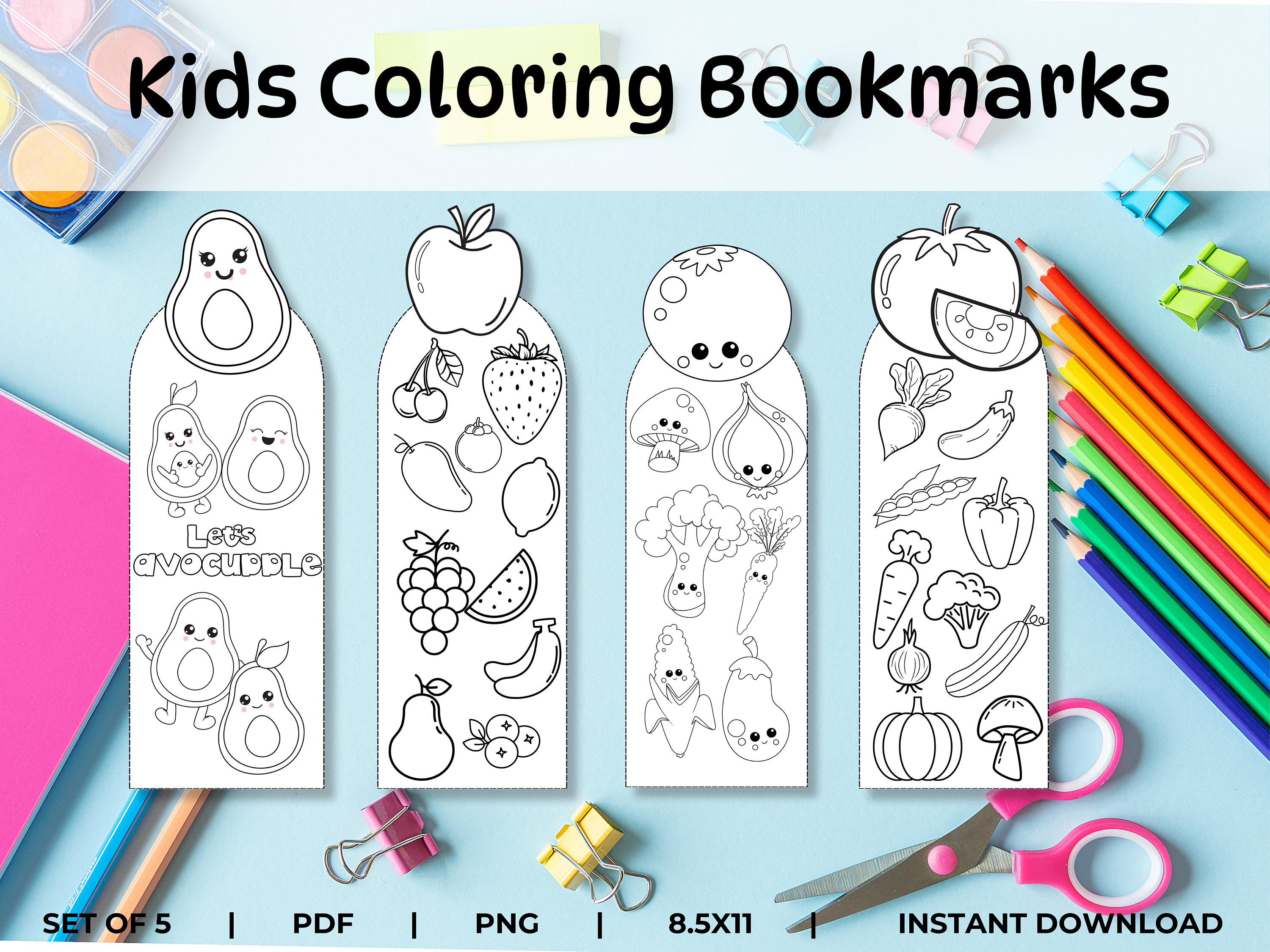 33 Awesome Food Crafts for Kids To Keep Them Entertained 3 Food Coloring Bookmarks Kids Vegetables Fruits Coloring Classroom…