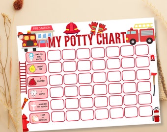 Toilet Training Chart, Firetruck Potty Chart for Boys Kids Potty Chart Printable Reward Chart Toilet Training Motivation